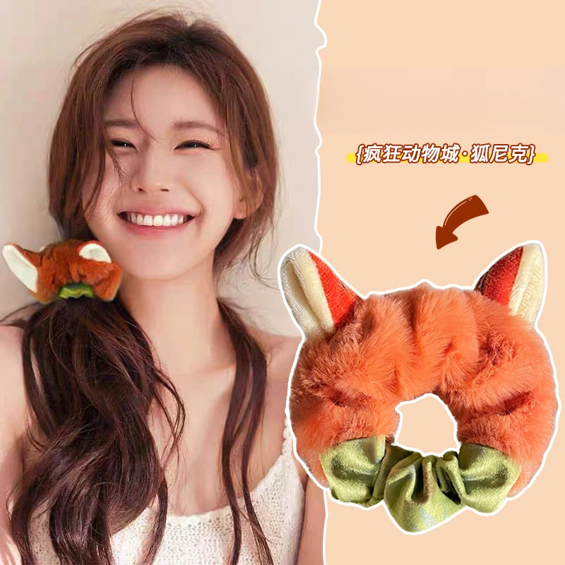 可爱朱迪尼克毛绒耳朵大肠发圈女秋冬新款卡通萌趣发绳扎马尾头绳