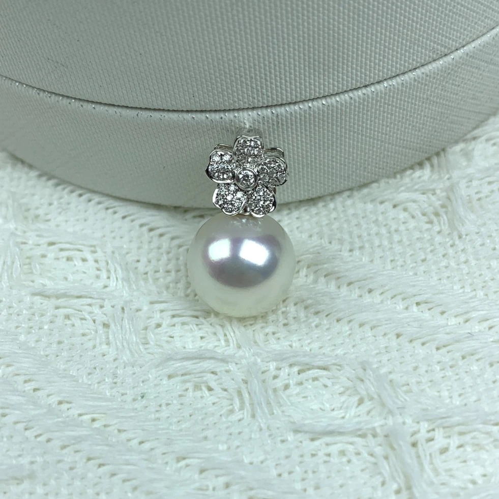 【限定孤品】海水珍珠澳白珍珠吊坠13-14mm维纳斯18K金镶钻送人礼物