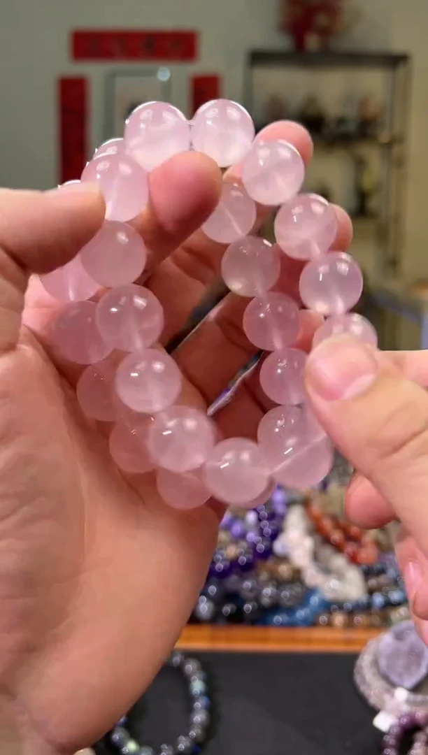 【闪购商品】芙蓉石手链未镶嵌16mm+粉水晶手串（多样性发其一）