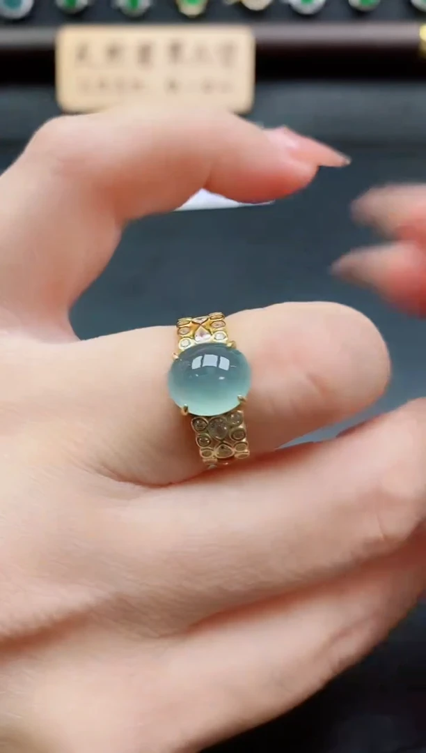 银S925镶嵌戒指翡翠1