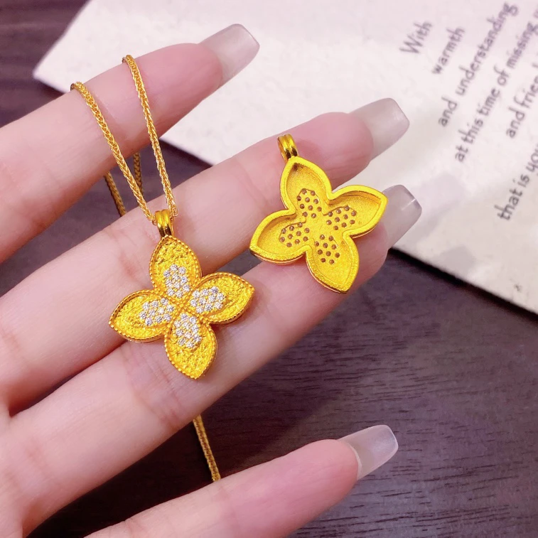 【香港正品】轻奢点钻拉丝四叶草吊坠（1148）