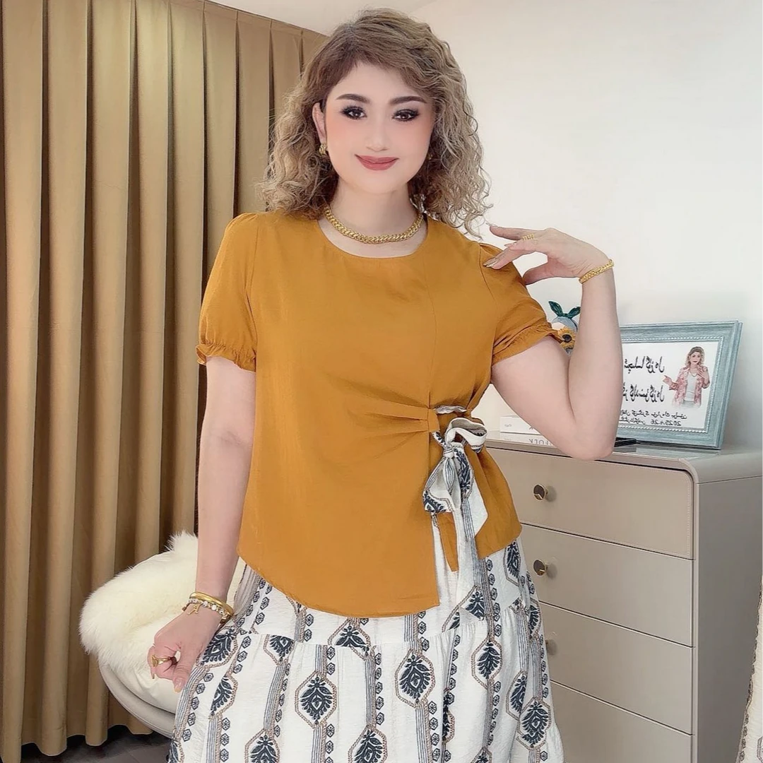 夏季不规则短袖显瘦洋气8088款时尚套装