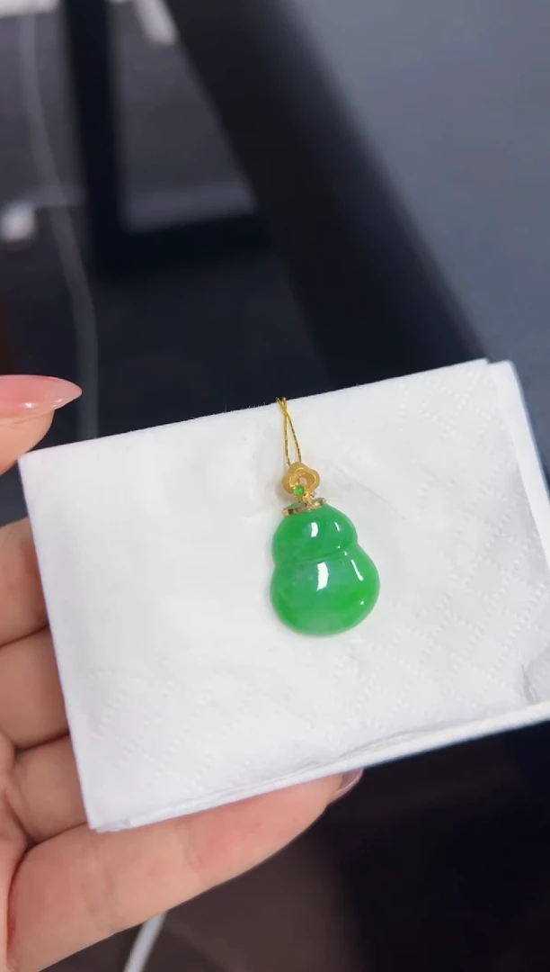 【闪购商品】翡翠颈饰18K金镶嵌Q缅料A货翡翠/支持复检/一件