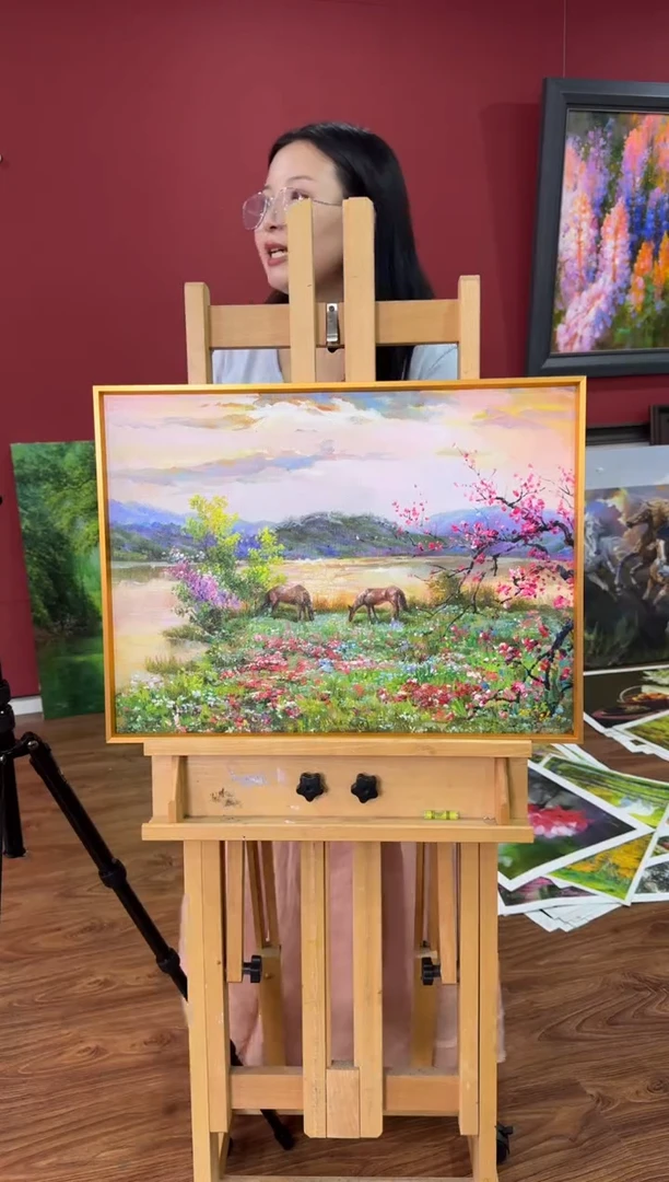 油画【原创·保真·带证书】朝鲜画家纯手绘油画作品  顺丰包邮