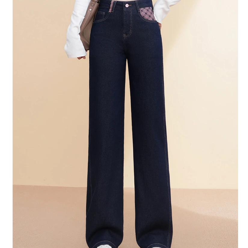 Mandsibil曼德西比利阔腿牛仔裤女士2025秋季新款百搭宽松垂感