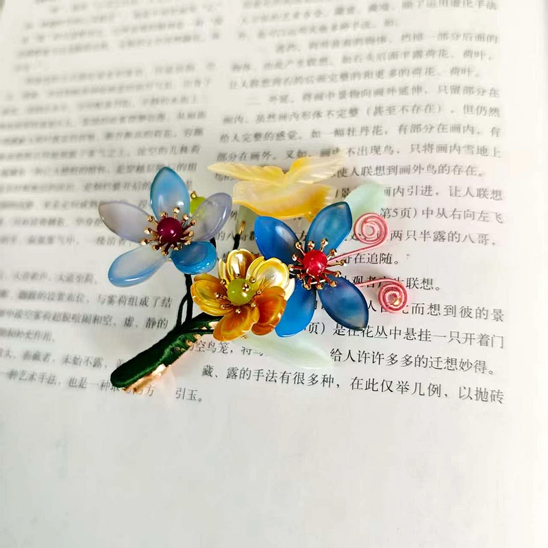 风雪初晴 景夏花钱发梳星月辑珠凤蓝贝言楚颜汉服手工初华语