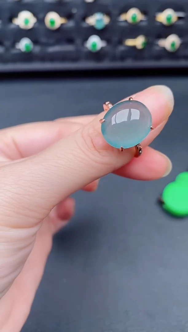 银S925镶嵌戒指翡翠天然a货翡翠55