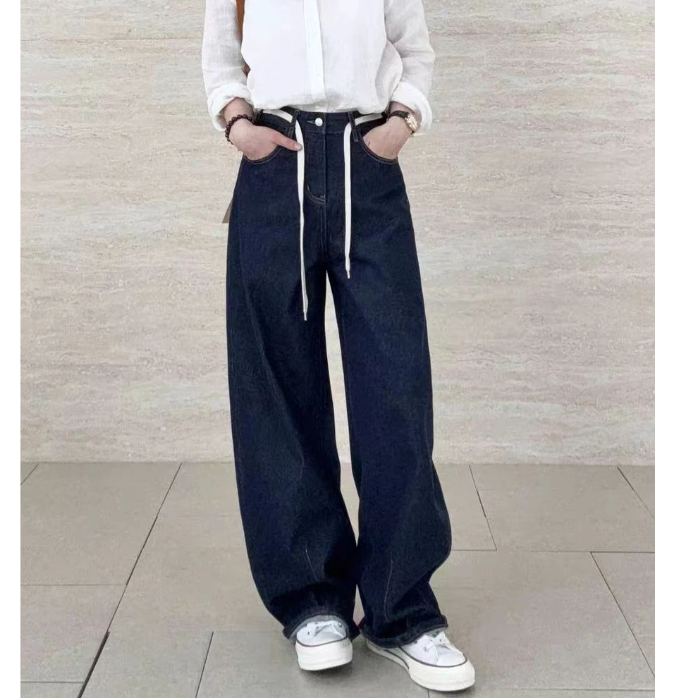 SU【273】花505 愫林 抽绳弯刀牛仔裤2025秋季新款高个子~