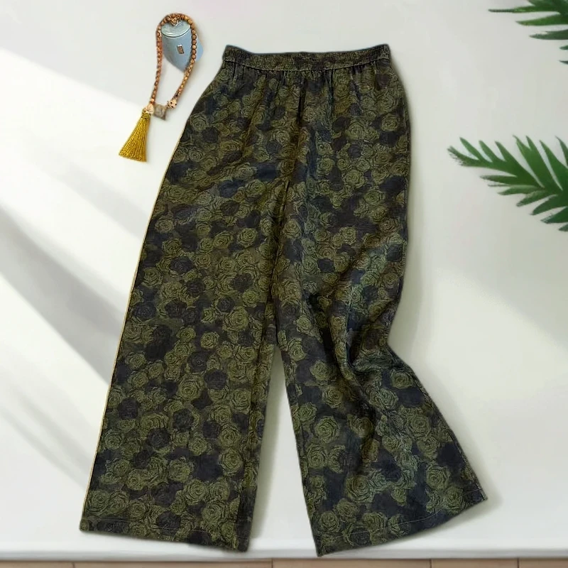 知羽.香云【溪亭记】桑蚕丝香云纱提花罗新中式直筒裤ZY256627