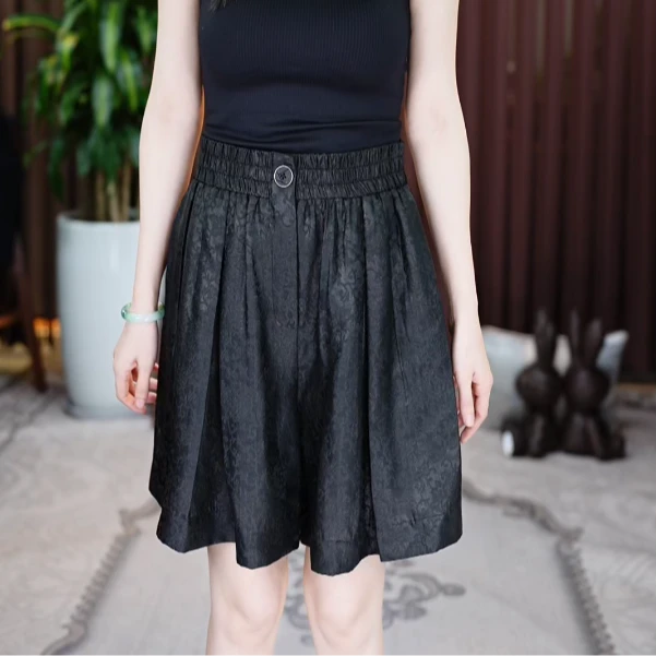 【金禧禧服饰】幸运花罗香云纱短裤J23062-10