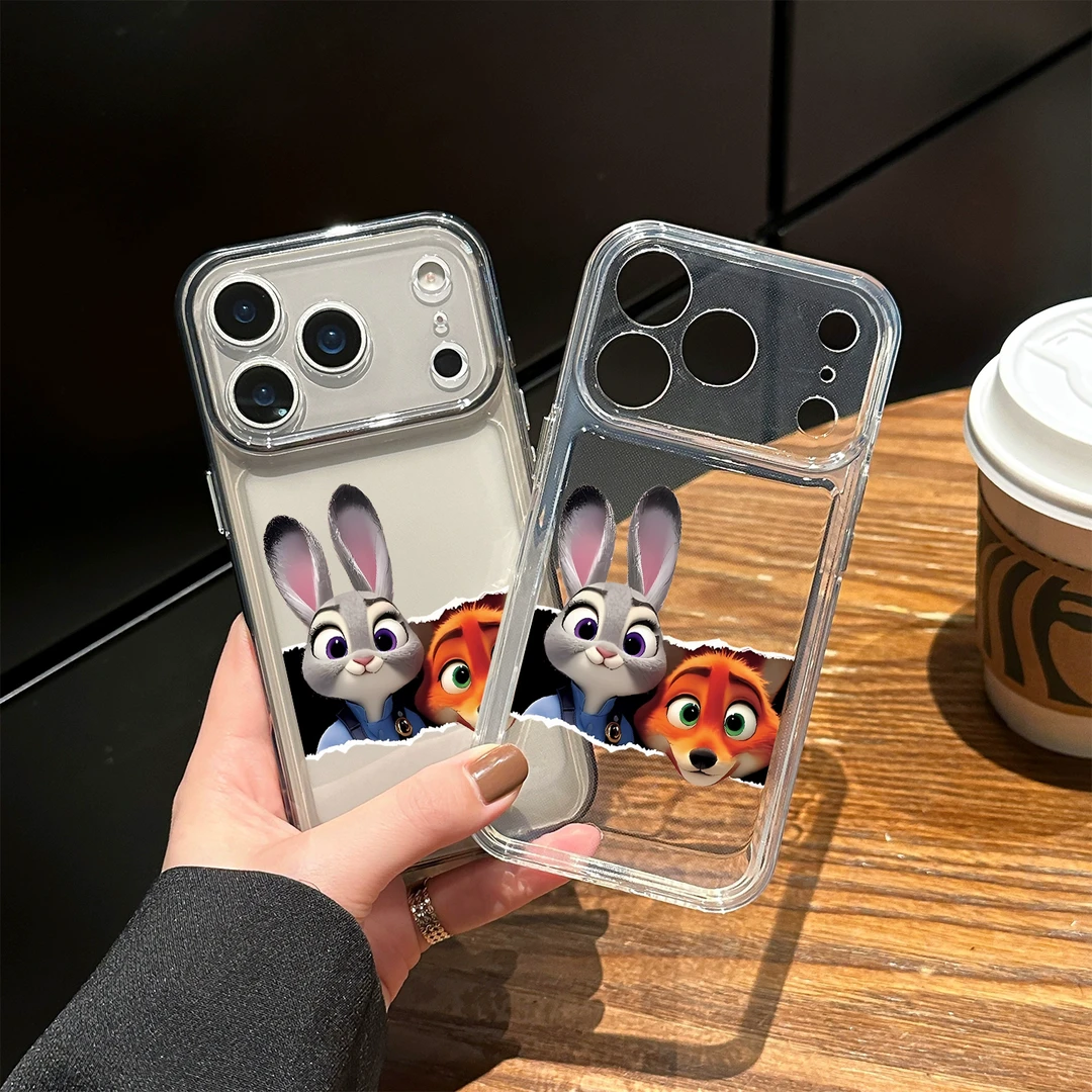 适用苹果17promax手机壳卡通16/15尼克朱迪14pro透明13全包防摔软