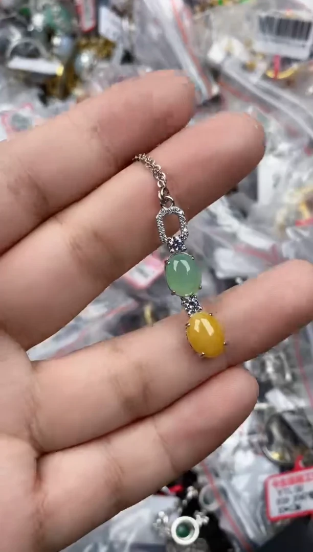 银S925镶嵌戒指翡翠12   7