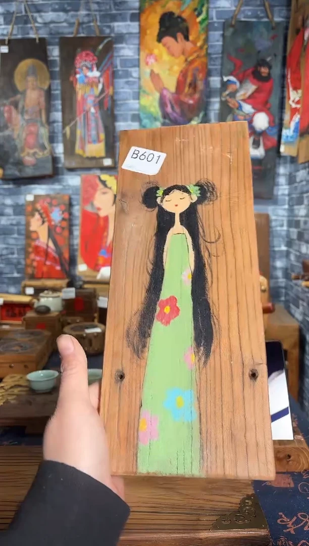 风化老门板丙烯画