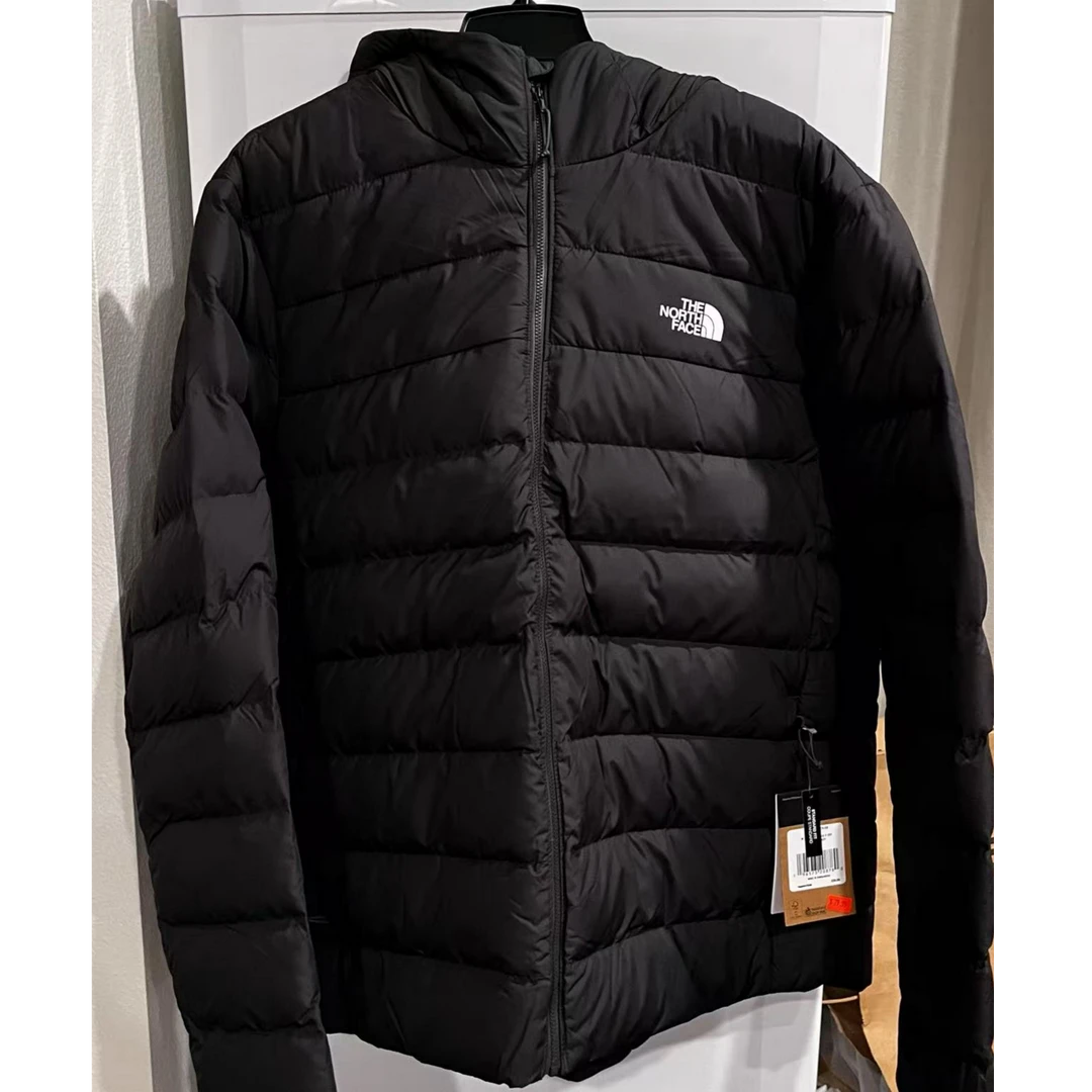 THE NORTH FACE/北面NF0A84KF0C5男士大码轻薄黑灰色连帽羽绒服