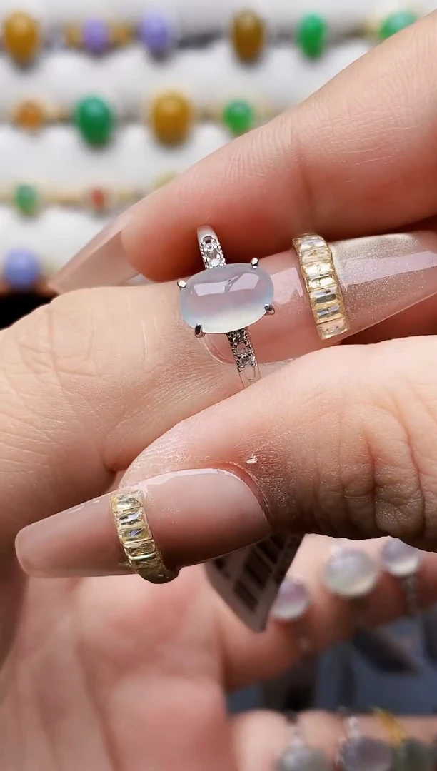 银S925镶嵌戒指翡翠农***莉1521