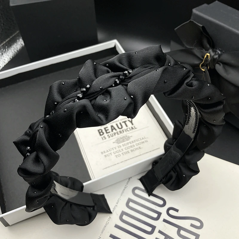 新款复古风女瑞丽风日韩褶皱窄边发箍复古简约头箍甜美发饰高档