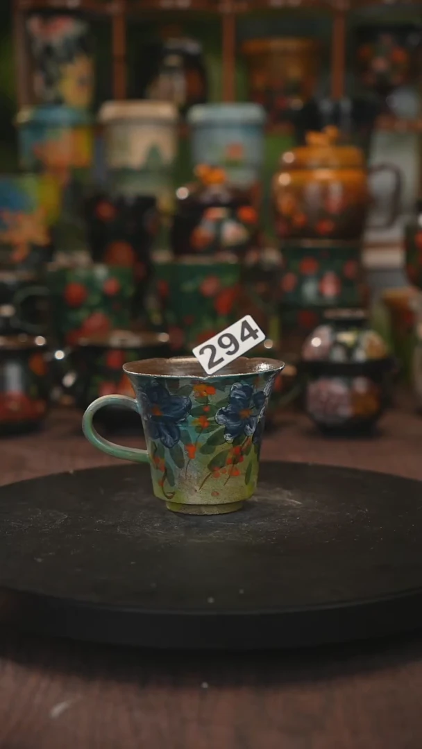 油画手绘釉下彩杯子294