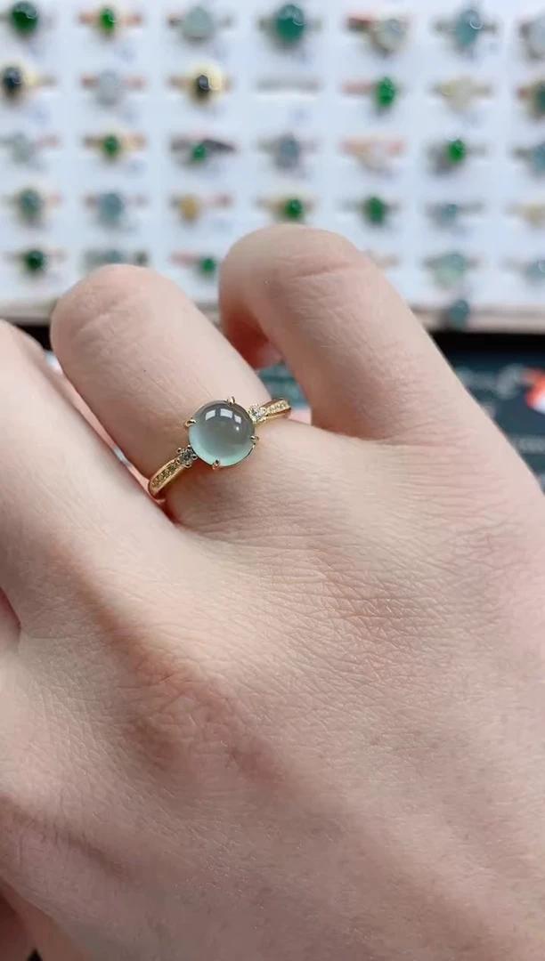 银S925镶嵌戒指翡翠天然翡翠