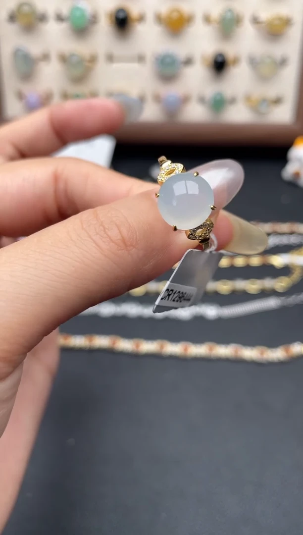 翡翠戒指银S925镶嵌一物一证一礼盒