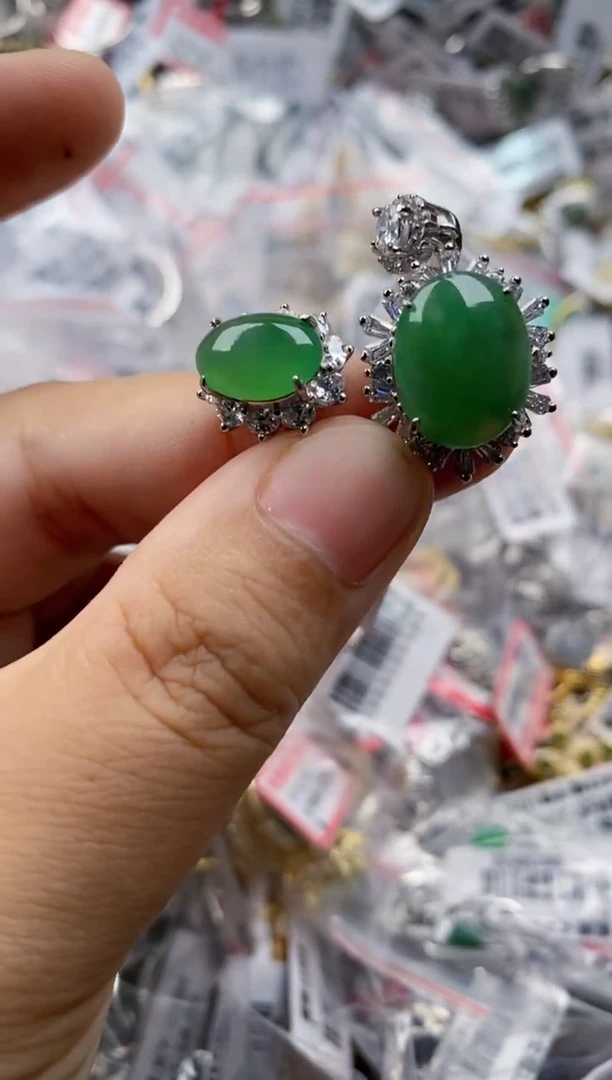 翡翠戒指银S925镶嵌111     2