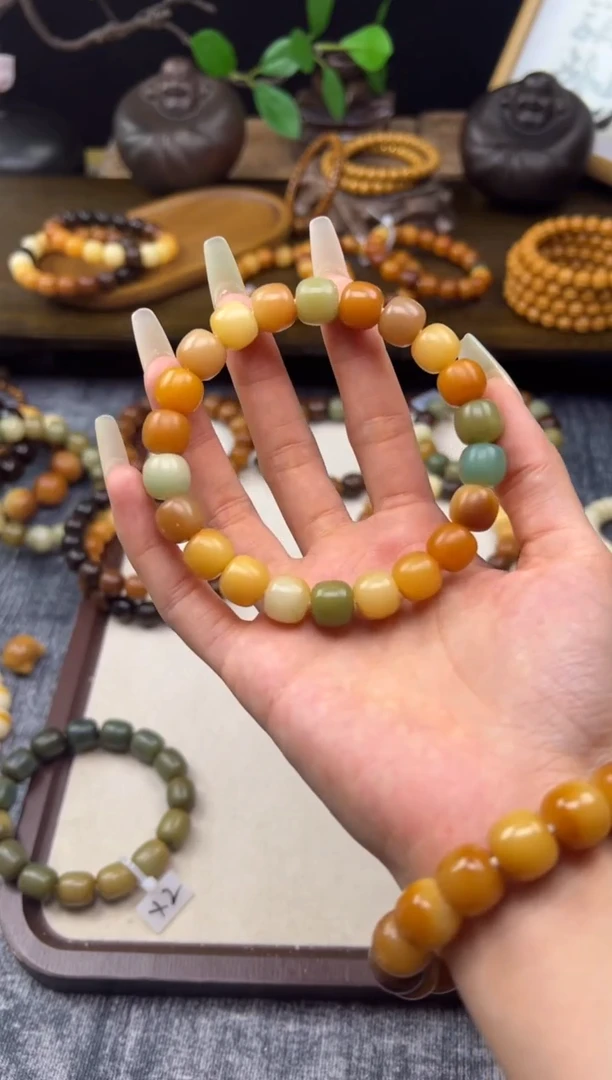 菩提根/象牙果手串A*y卡11手工干磨桶珠手串010