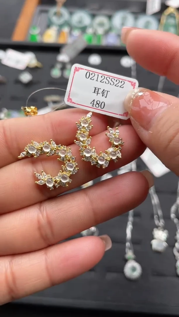 【闪购商品】翡翠耳饰银S925镶嵌0212SS22