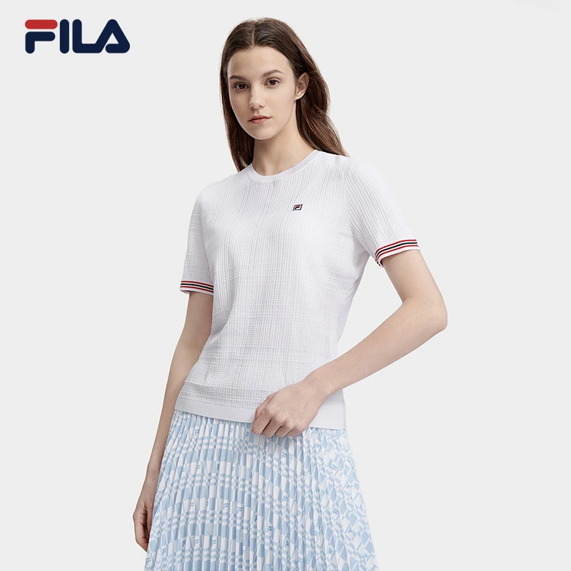 Fila/斐乐夏新款【百搭商务】女子短袖运动T恤针织衫F61W523402A