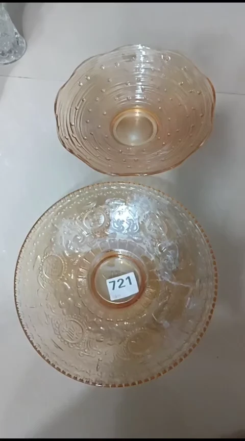 瓷721琥珀色玻璃果盘二个