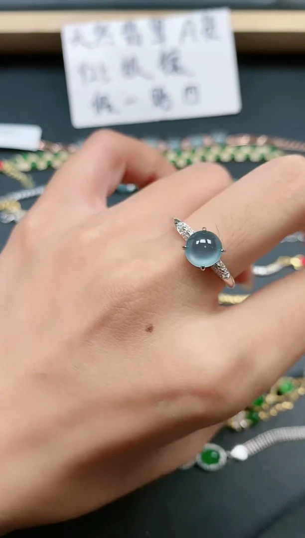 翡翠戒指银S925镶嵌1111