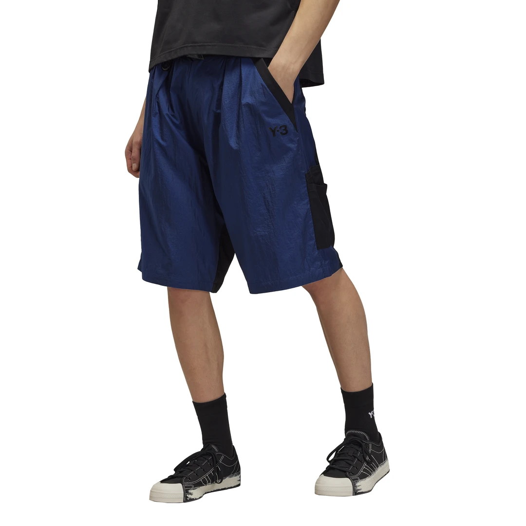 Y-3/Y-3（52-JM7786）蓝黑拼色夏季宽松舒适休闲时尚短裤