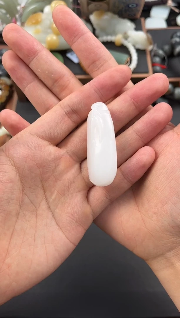 未镶嵌手串和田玉且末天泰白玉竹节吊坠微色差