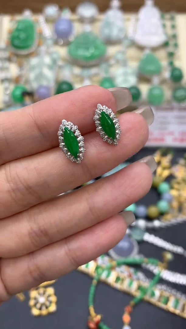【闪购商品】翡翠耳饰18K金镶嵌255-中国好珍宝
