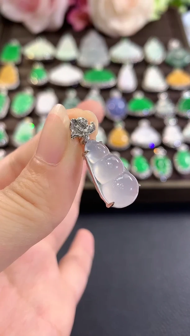 吊坠(不含链)18K金镶嵌翡翠w19