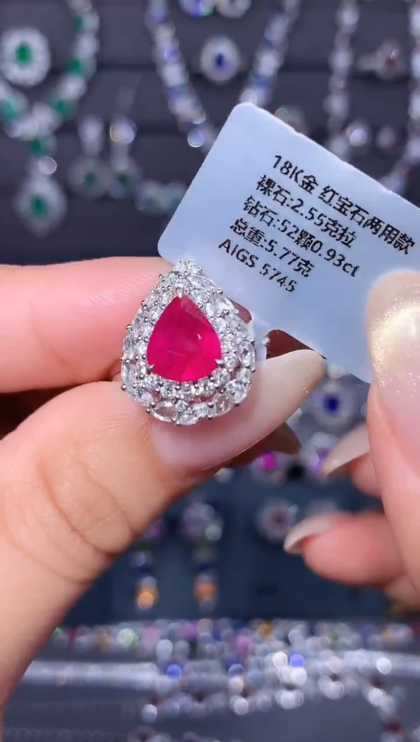 18K金镶嵌戒指红宝石2.55ct/AIGS