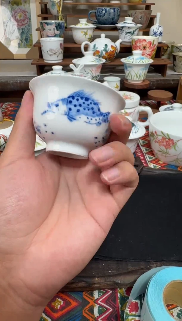 瓷片陶瓷高端国画手工釉下陶瓷浮力价