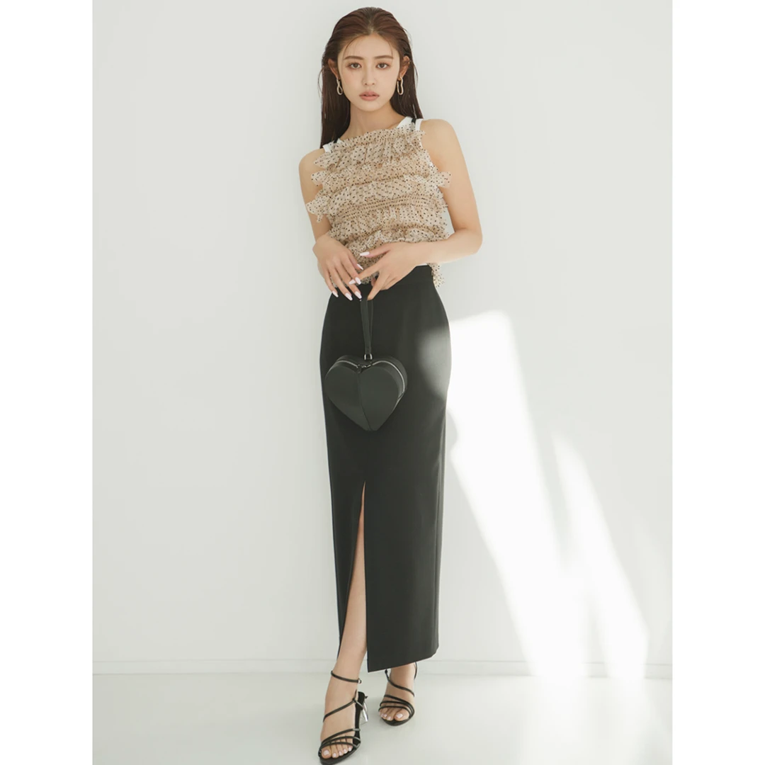 【Montendre】夏季新款 L 包臀A字裙修身气质显瘦高腰开叉半身裙