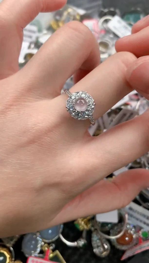 银S925镶嵌戒指翡翠222---1