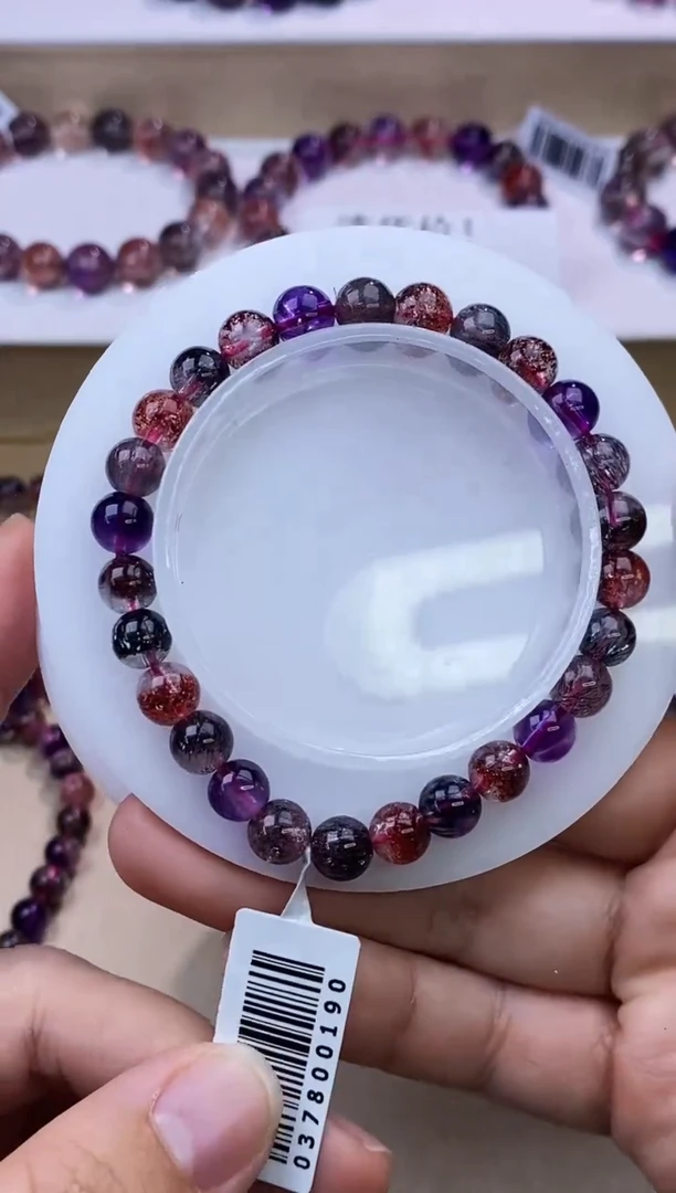 水晶手链未镶嵌黑加仑超七单圈7m+