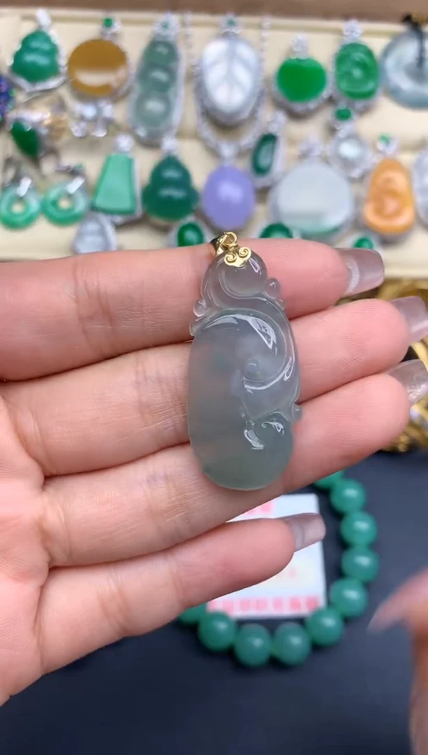 颈饰18K金镶嵌翡翠166-中国好珍宝