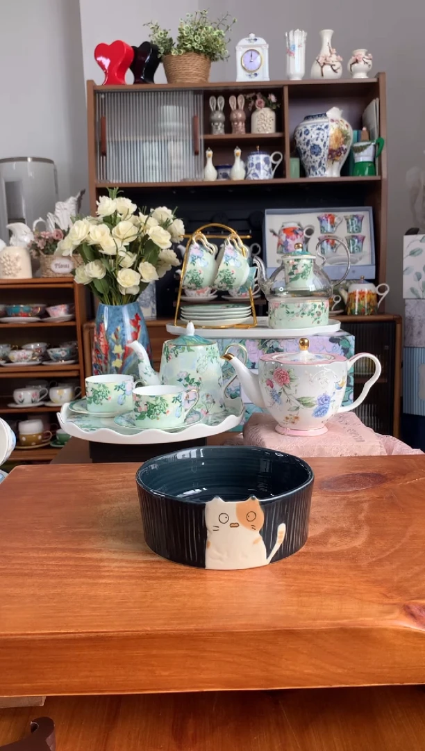 陶瓷手绘猫咪深碗一个