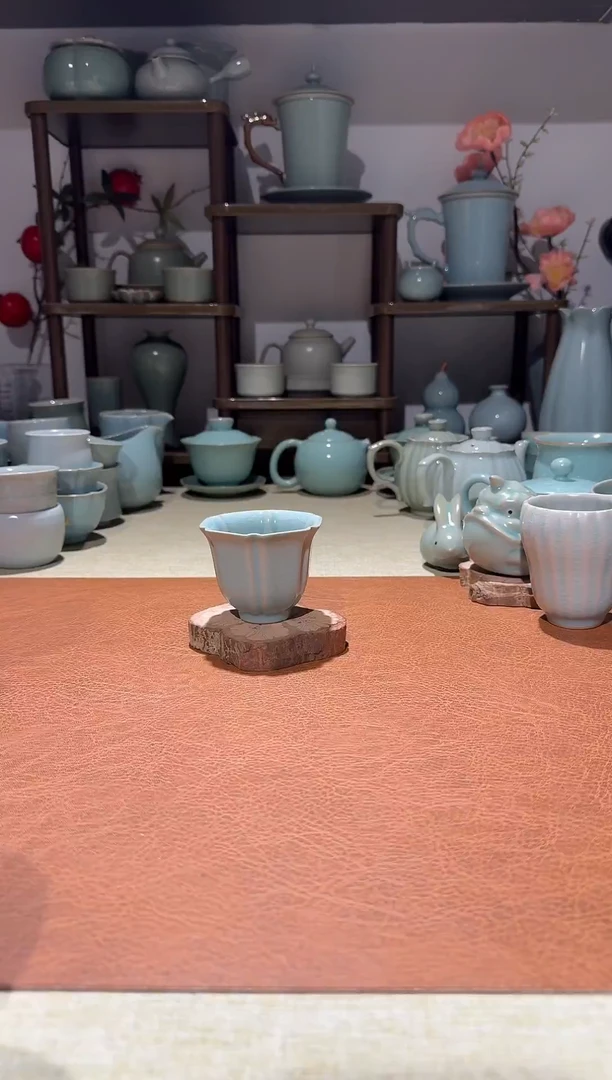 杯子瓷063六方花口杯 主人杯品茗杯 仿古釉微瑕