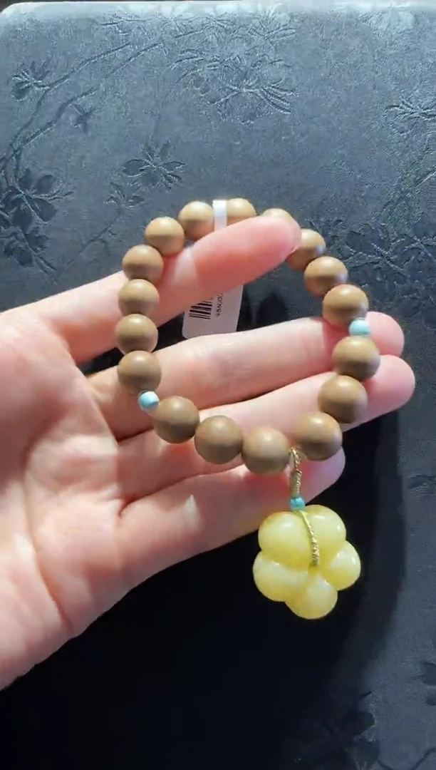 手串蜜蜡18K金镶嵌花花