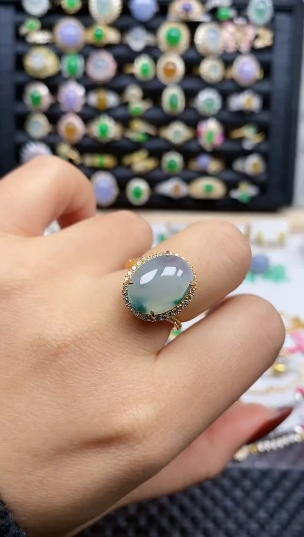 银S925镶嵌戒指翡翠388