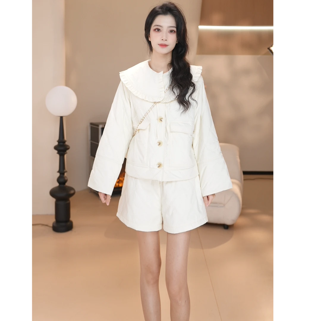 Basic House/百家好CSM24年春季新款时尚设计感棉服套装百搭气质