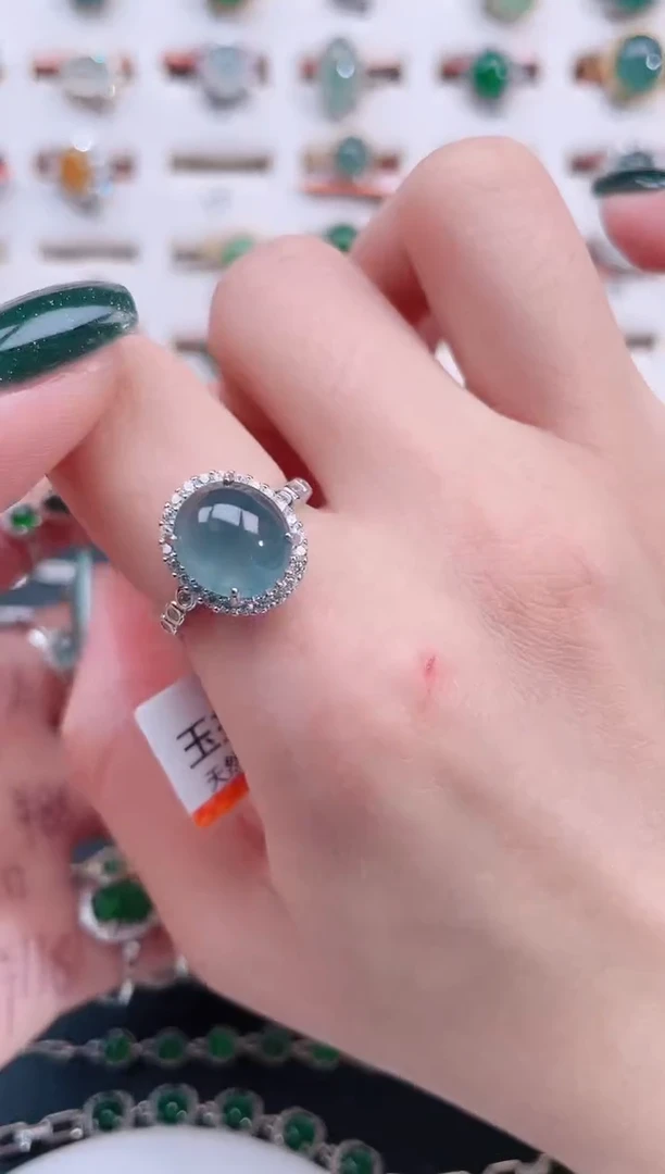 银S925镶嵌戒指翡翠天然翡翠