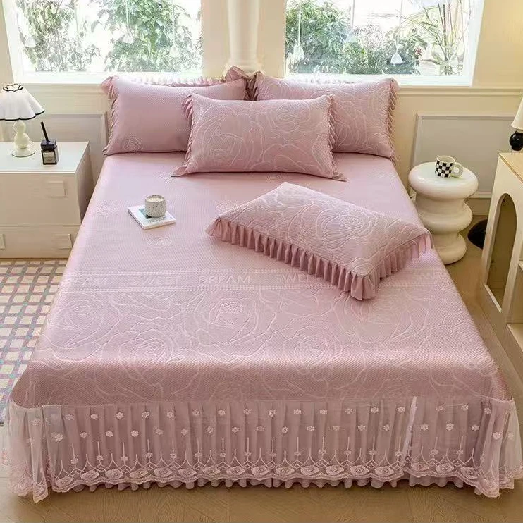【轻奢玫瑰】高分子科技软凉席乙纶床盖凉席三件套！！！