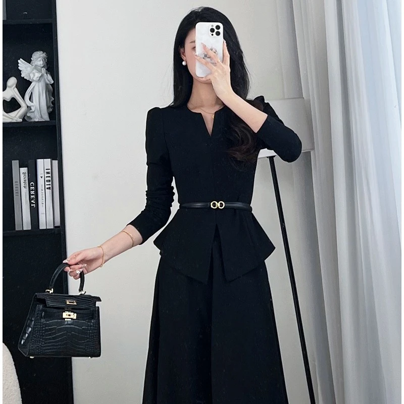 （现货）胖mm大码新款时尚高级感气质显瘦高腰裙套装女1729（送腰带）