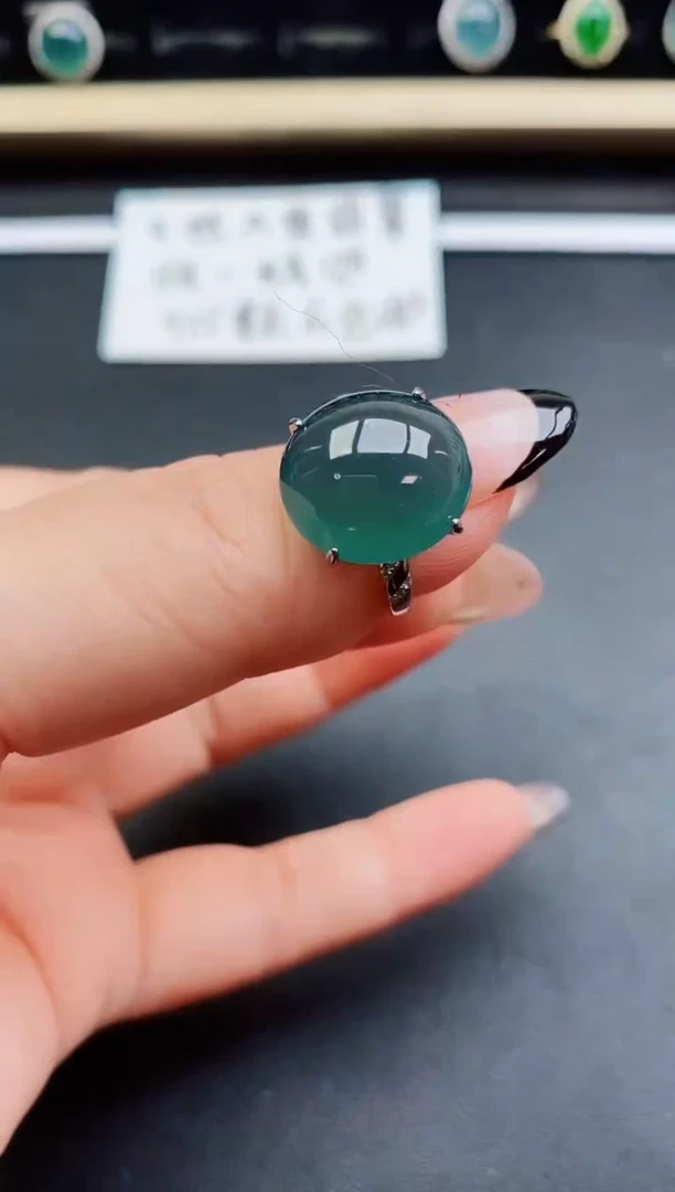 翡翠戒指银S925镶嵌5800
