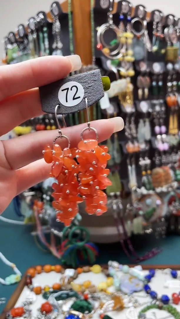 银S925镶嵌南红玛瑙耳饰饰品