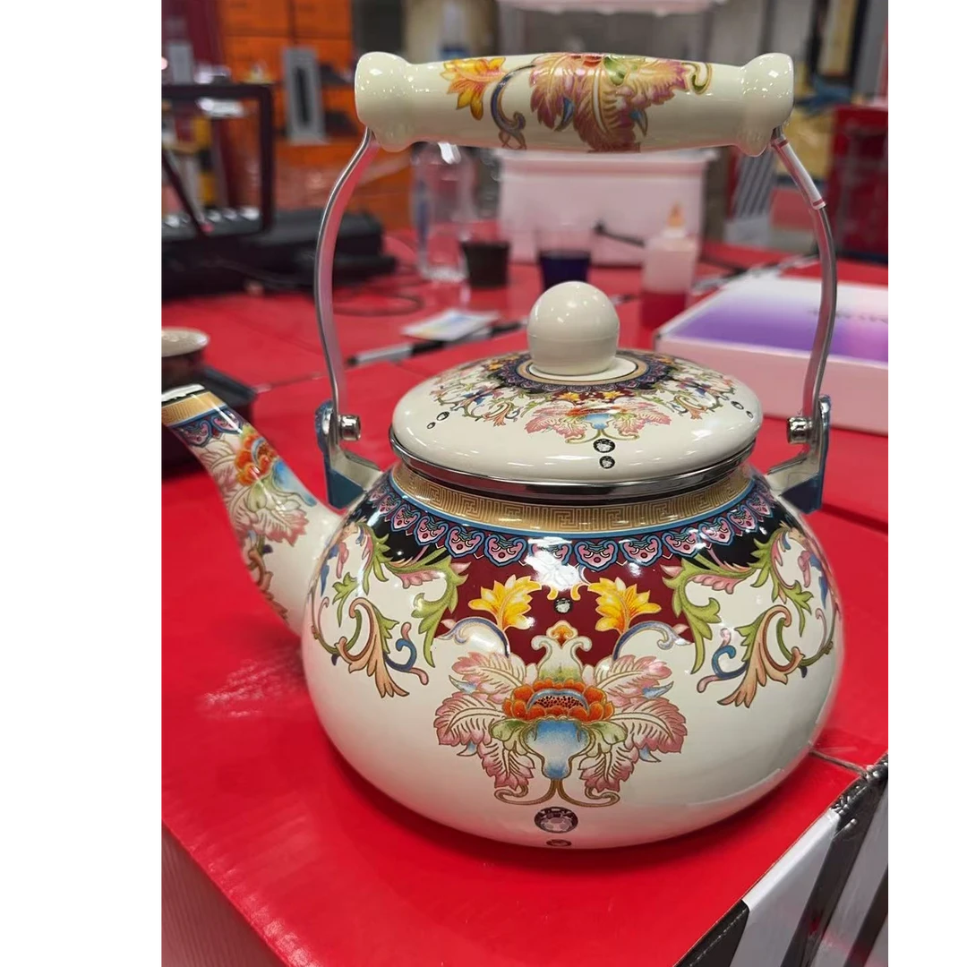 珐琅搪瓷茶水壶功夫泡茶水壶家用单壶耐热茶具图案花色随机发